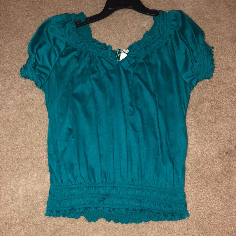 turquoise top